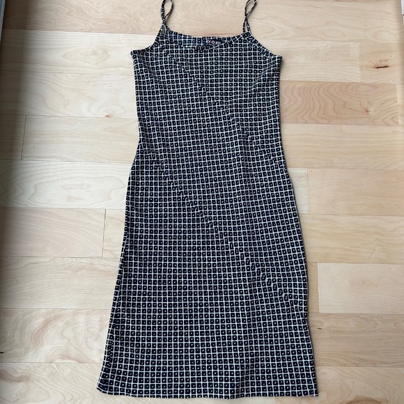 VINTAGE NAVY+CREAM MIDI DRESS - Picture 4 of 6